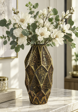 Vaza metalica GOLD PINEAPPLE - Auriu antichizat, 36 cm [1]