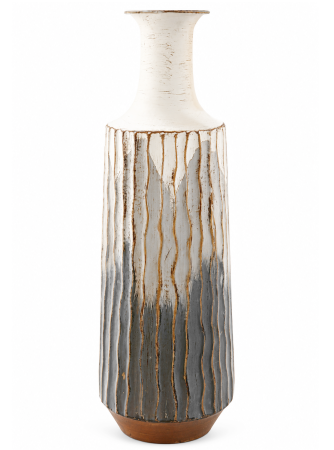 CASA & DECOR - Vaza metalica VINTAGE OMBRE - Vaza inalta din tabla Alb gri antichizat
