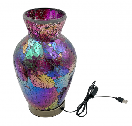 Vaza sticla & Lampa MOSAIQUE, Roz, 25cm [1]