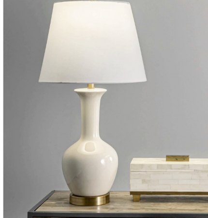 Veioze & Lampi Decorative - Veioza ceramica HENRY, Alb/ Auriu, 70cm
