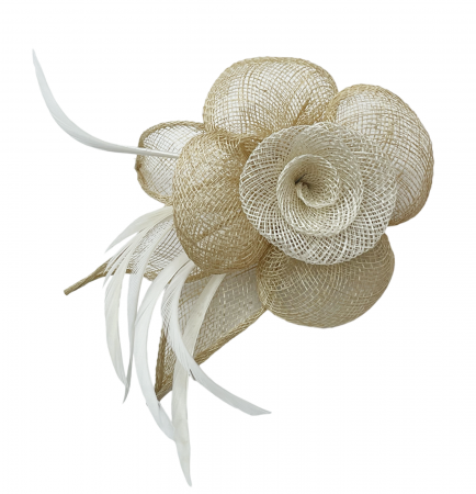 Voaleta - Fascinator & Brosa CARMEN, Bej, 12cm [2]