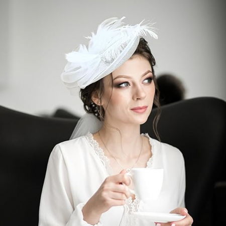 Voaleta - Fascinator ASCOT, Alb, 20cm [1]