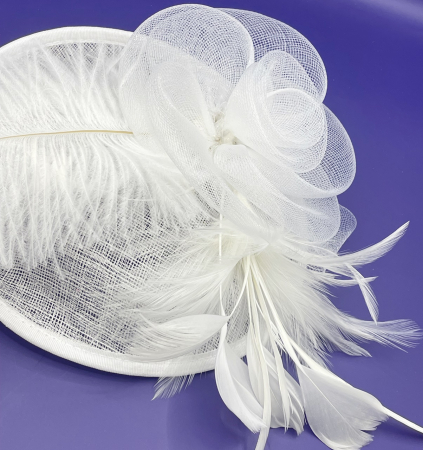 Voaleta - Fascinator ASCOT, Alb, 20cm [3]