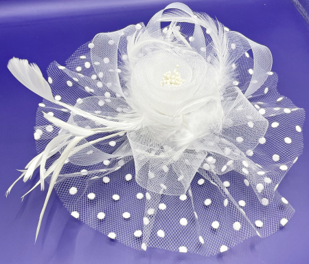 Voaleta - Fascinator AUDREY, Alb, 25cm [4]