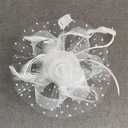 Voaleta - Fascinator AUDREY, Alb, 25cm [1]
