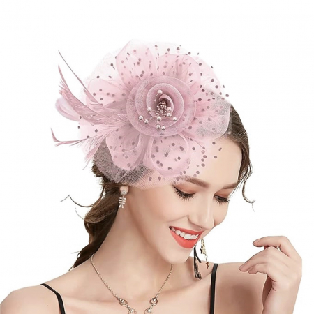 Voaleta - Fascinator LIZETTE, Roz, 20cm [1]