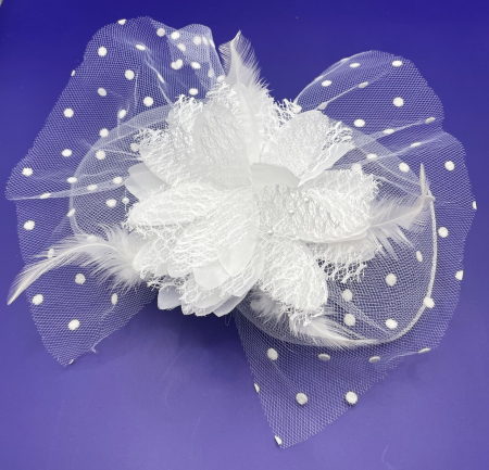 Accesorii De Par & Voalete & Diverse - Voaleta - Fascinator ELIZABETH, Alb, 20cm