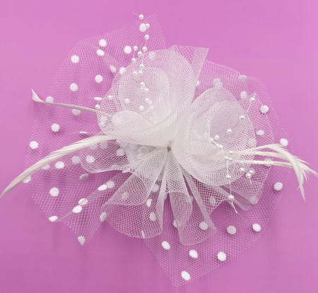 Voaleta - Fascinator Agrafa CAMILLE, Alb [3]