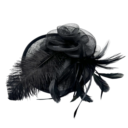 Voaletă elegantă neagra SOPHIA - fascinator cu pene decorative [2]