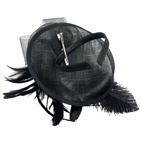 Voaletă elegantă neagra SOPHIA - fascinator cu pene decorative [3]