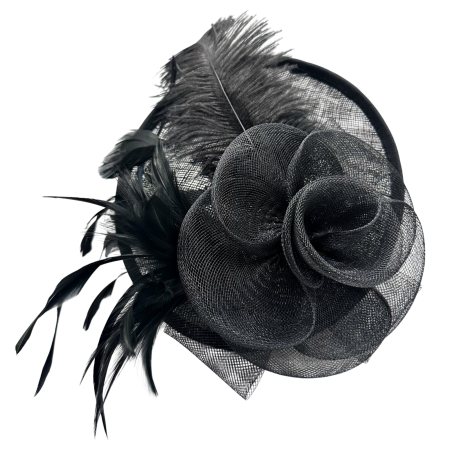Voaletă elegantă neagra SOPHIA - fascinator cu pene decorative [1]