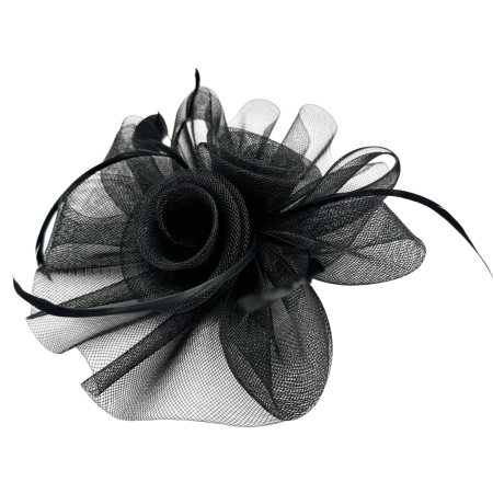 Voaletă elegantă VICTORIA neagra - fascinator rafinat cu pene [1]