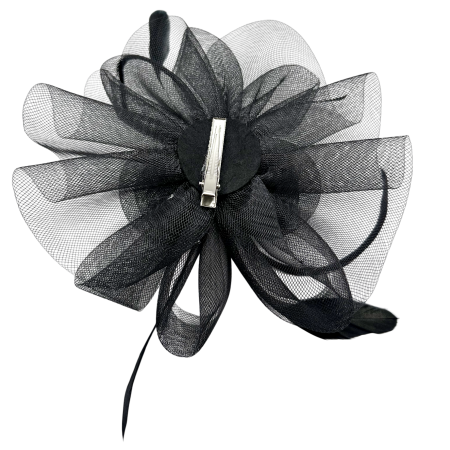 Voaletă elegantă VICTORIA neagra - fascinator rafinat cu pene [2]