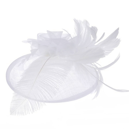Voaletă elegantă alba - fascinator cu pene decorative [1]