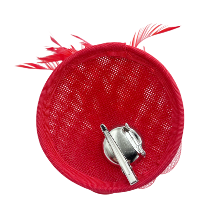 Voaleta - Fascinator cu pene si Brosa Floare rosie eleganta [2]