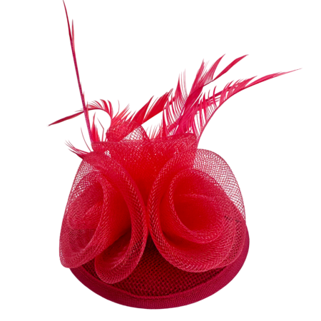 Voaleta - Fascinator cu pene si Brosa Floare rosie eleganta [1]