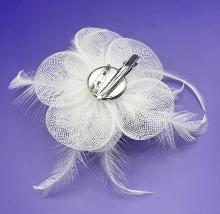 Voaleta - Fascinator & Brosa PEARLY, Alb, 10cm [1]