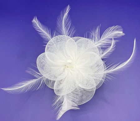 Voaleta - Fascinator & Brosa PEARLY, Alb, 10cm [2]