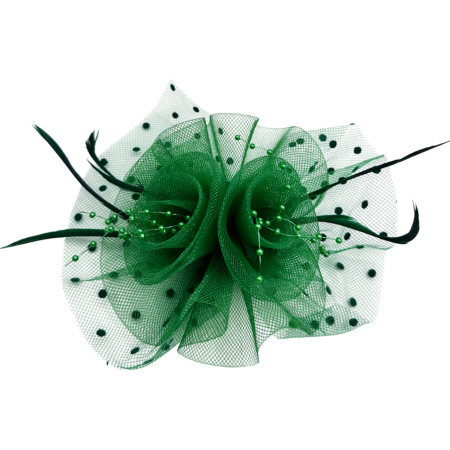 Accesorii De Par - Voaleta verde - Fascinator elegant cu pene si plasa fina CAMILLE