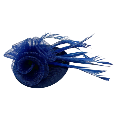 Brose - Voaleta Floare bleumarin - Fascinator cu pene si Brosa LEONIE