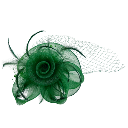 Voaleta verde - Fascinator cu pene si plasa fina JESSICA [2]
