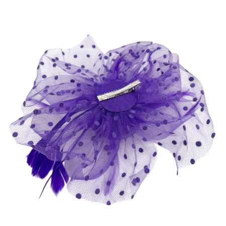 Voaleta mov - Fascinator Floare cu pene si plasa LIZETTE [1]