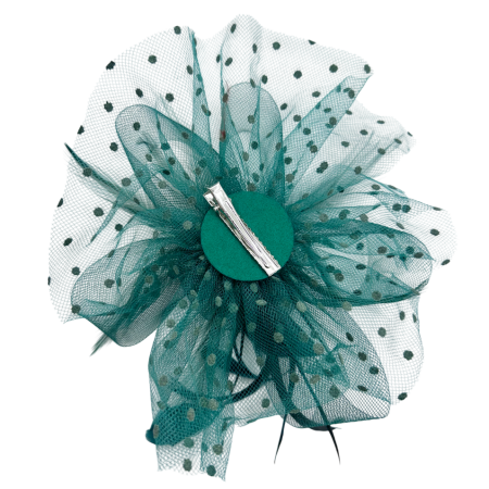 Voaleta verde - Fascinator Floare cu pene si plasa LIZETTE [1]
