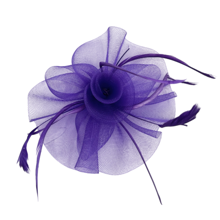 Accesorii De Par - Voaleta mov eleganta - Fascinator cu pene GRACE
