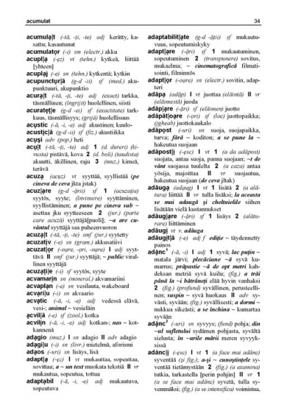 Dictionar roman-finlandez. Romania-suomi sanakirja