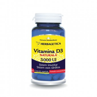 Vitamina D3 Naturala 3000 Ui Herbagetica 60 Capsule [1]