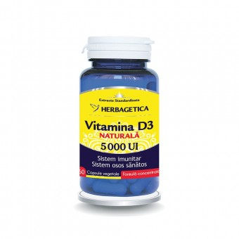 Vitamina D3 Naturala 5000 Ui Herbagetica 60 Capsule [1]