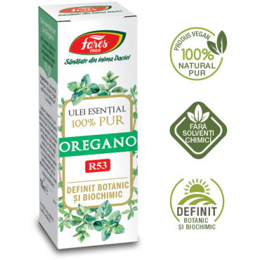 Uleiuri esențiale - Oregano R53, Ulei esențial 100% pur, definit botanic și biochimic