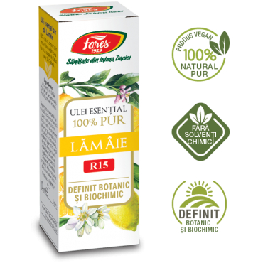 Uleiuri esențiale - Lămâie R15,  ulei esențial 100% pur, definit botanic și biochimic