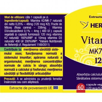 Vitamina K2 MK7 Naturala Herbagetica 60 Capsule [2]