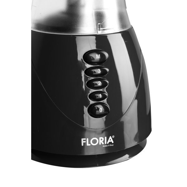 Blender FLORIA Negru, Putere 300W, Capacitate 1.5L, 3 Viteze, Functie Puls-Vas Plastic [2]