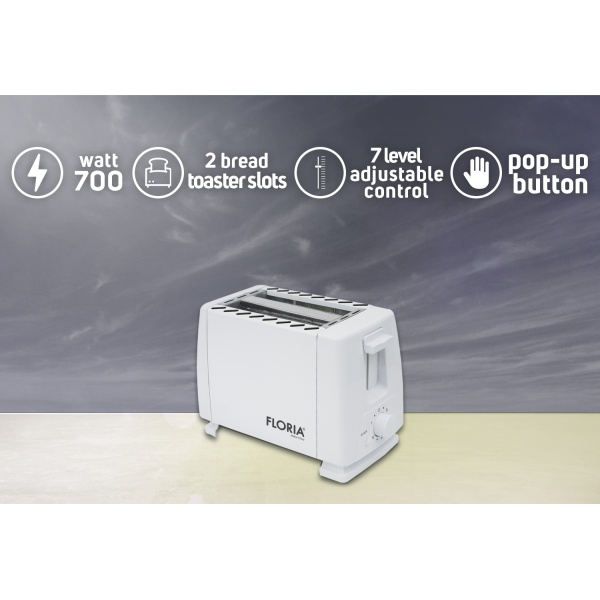 Prajitor de Paine Floria Alb, 700W, 7 Nivele de Control al Temperaturii, Buton de Oprire [3]