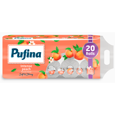 Pufina 20 Role Hartie Igienica in 3 Straturi cu Parfum de Piersica [1]