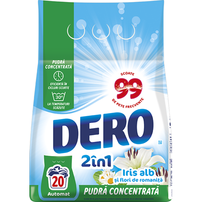 Detergenti Rufe - Dero 2 in 1 Detergent Rufe Iris Alb 1,5 Kg