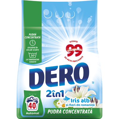 Detergenti Rufe - Dero 2 in 1 Detergent Rufe Iris Alb 3 Kg