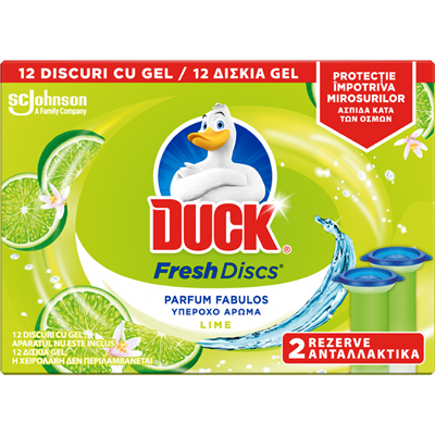 Solutii Obiecte Sanitare - Duck Odorizant WC Fresh Discs Rezerva Lime 2 x 36 ml