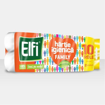 Hartie Igienica - Elfi Role Family Hartie Igenica 2 Straturi Alba 10 bucati