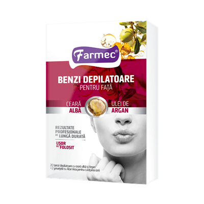 Ingrijire Corp - Farmec Benzi Depilatoare Fata cu Argan 20 bucati