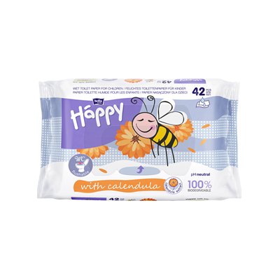 Hartie Igienica - Happy Hartie Igienica Umeda cu Extract de Galbenele 42 bucati