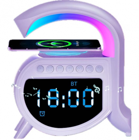 Electronice si Electrocasnice - Lampa cu Functie Incarcare Wireless, Difuzor, Ceas Desteptator