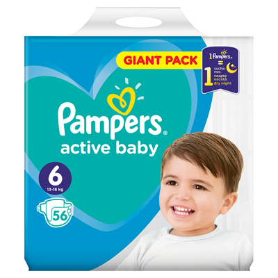 Scutece Copii - Pampers active baby Scutece Marimea 6 13-18 Kg 56 bucati