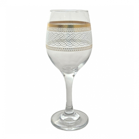 Bucatarie - Set 6 Pahare Sticla Lichior cu Picior Model Gold Impletit