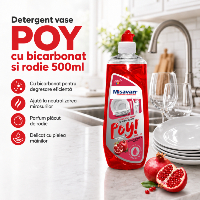 Detergent vase POY cu bicarbonat si rodie 500ml [2]