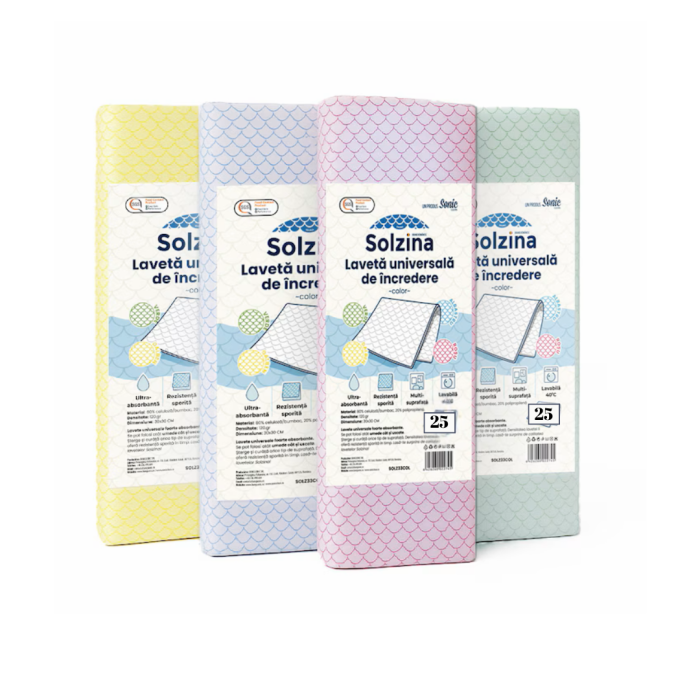 Laveta Universala Solzina 40x40 cm 25 buc Ultra Absorbante, Rezistente, Reutilizabile, Fara Scame Diverse Culori [1]