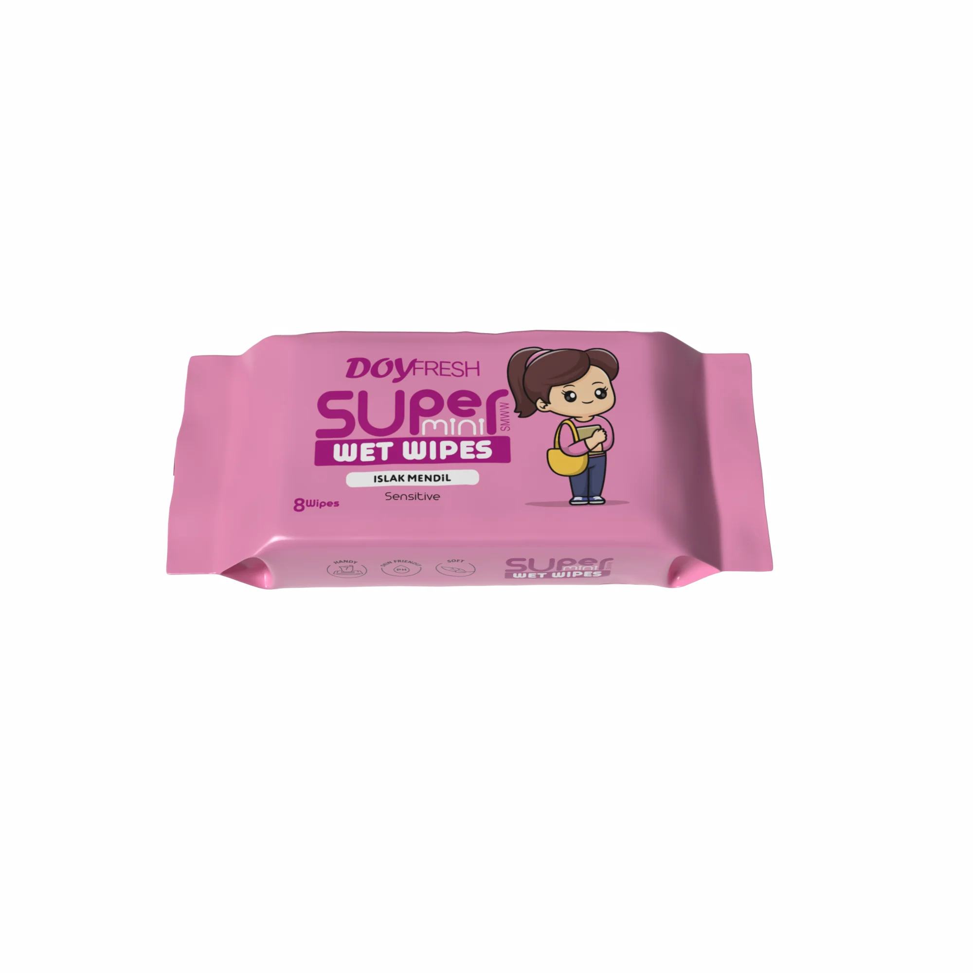 Servetele umede buzunar DOYFRESH Pink Sensitive 8 pachete 64 bucati [2]