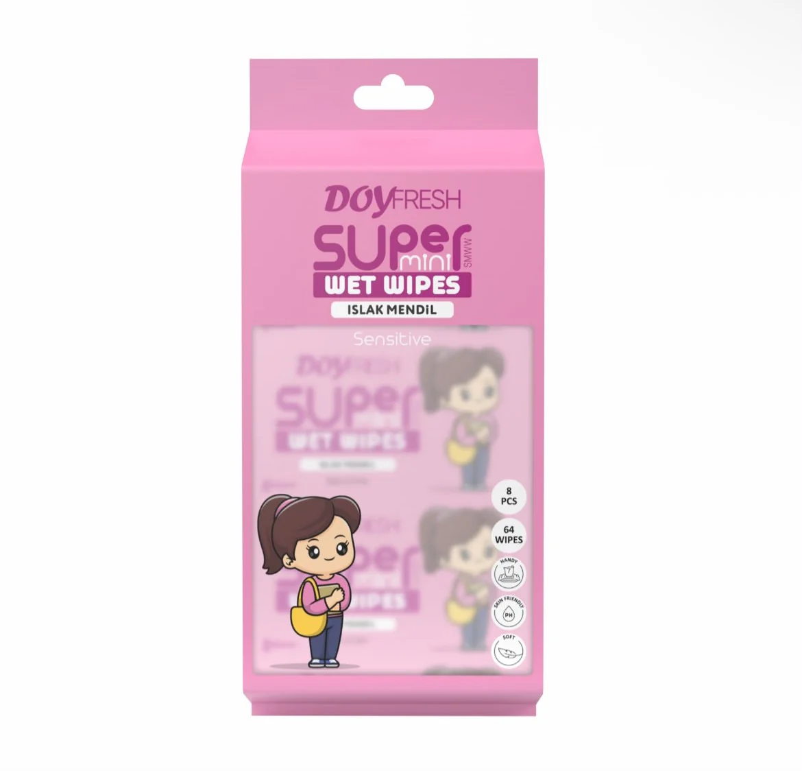 Servetele umede buzunar DOYFRESH Pink Sensitive 8 pachete 64 bucati [3]